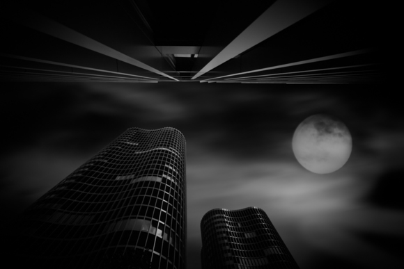 Skycraper and Full Moon