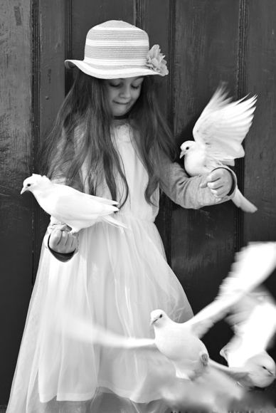 Child with doves