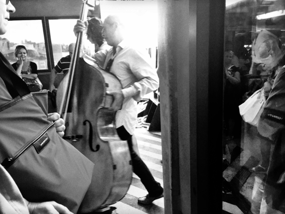 Double bass on the way to work