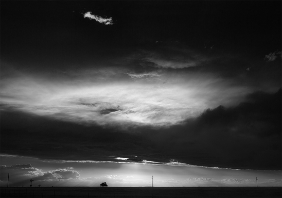 Sun\'s Rays Through Thunder Cloud at Sunset, Eastern New Mexi