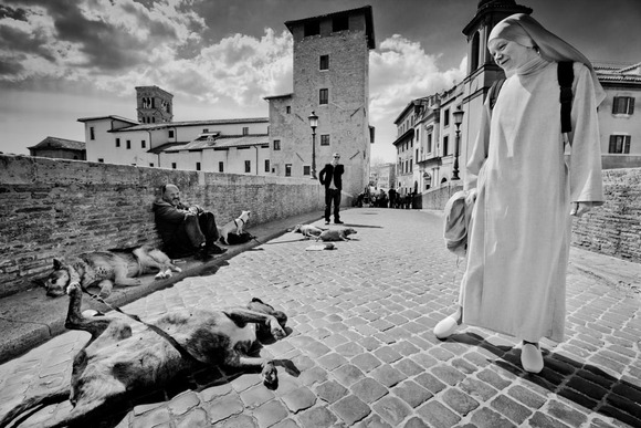 Nun and Dog in Rome
