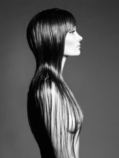 Lady with unusual hairdo