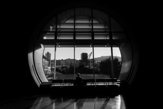 Man in window