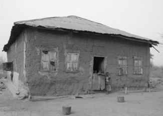 My mud house with my little kids