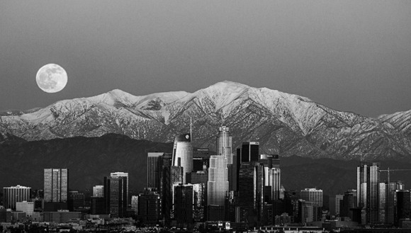 Moon over Snow over Skyline