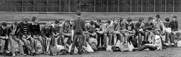 Boys Having Lunch in Rome