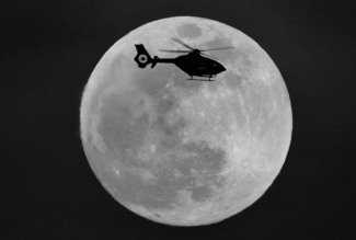 Full Moon Rising with First Flight