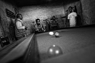 Into a pool room