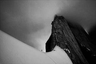 Mountaineer in storm