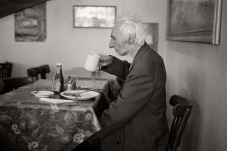 man cafe drinking tea man cafe drinking tea