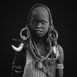 A Young Mursi Woman in Omo Valley, Ethiopia