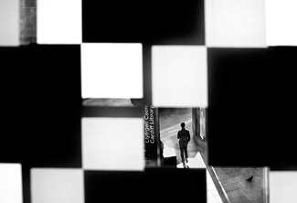 One Man and a Pigeon BW One Man and a Pigeon BW