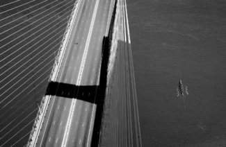 bridge and rowers