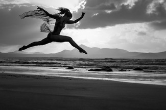 Jumping High at the Beach  B&W Jumping High at the Beach  B&W