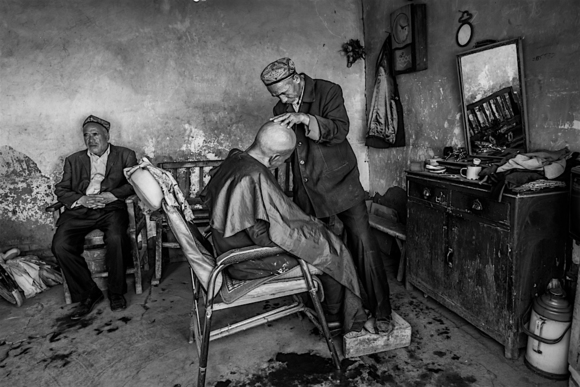 Uighur Barber in Kashgar