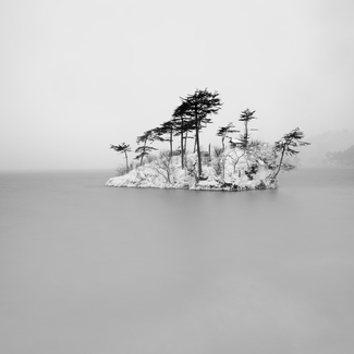 Snow Covered Island, Lake Towada, Japan