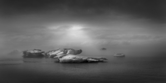 icebergs in the mist