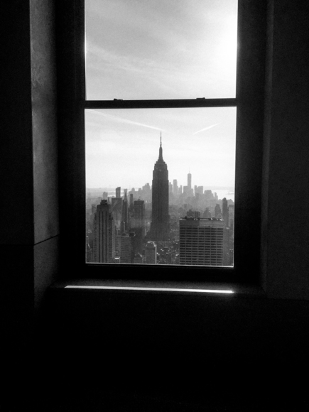 Empire State through window