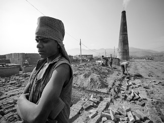 Boy in a brick factory Boy in a brick factory