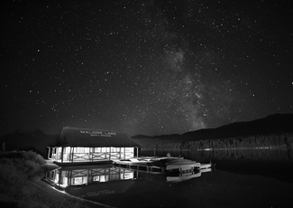 Maligne Lake Boathouse Star Composite 2818 2819