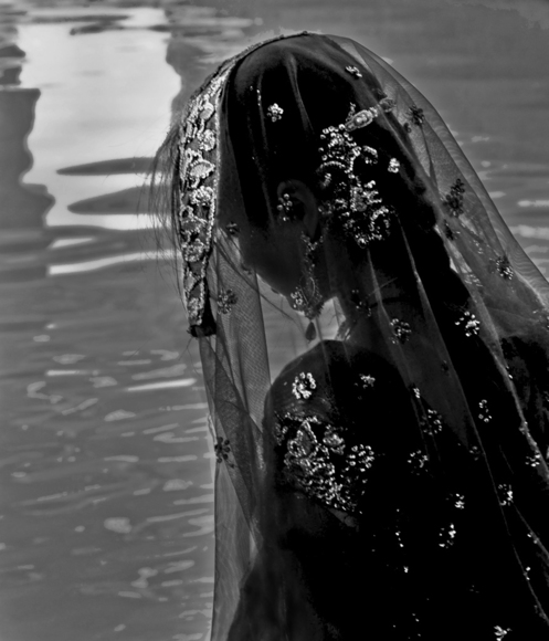 Bride by the pond