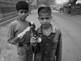 Boys with water guns Boys with water guns