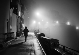 Foggy night in Luxembourg