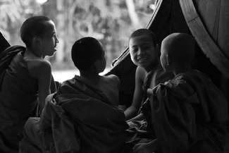 Young monk's sharing stories Young monk's sharing stories
