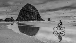 Cycling on canon beach Cycling on canon beach