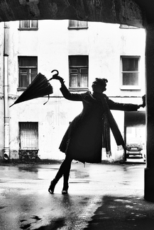 Silhouette with umbrella Silhouette with umbrella