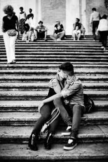 Young Couple Kissing at Spanish Steps