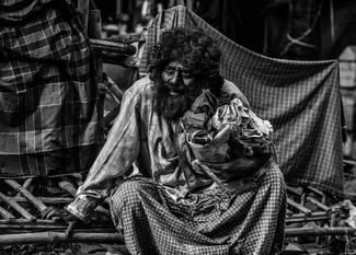 A homeless in the street