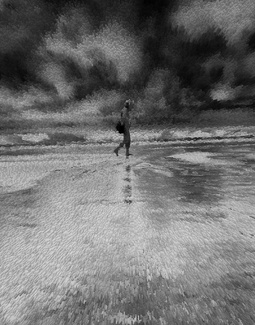 Girl on Cloudy Beach Girl on Cloudy Beach