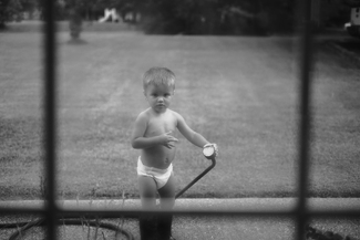 Through the window.  Through the window.