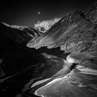 Moon over Zanskar River Moon over Zanskar River