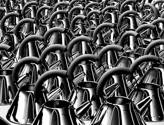 Alessi: Assembly of Kettle with Bird Whistle, design Michael Graves Alessi: Assembly of Kettle with Bird Whistle, design Michael Graves